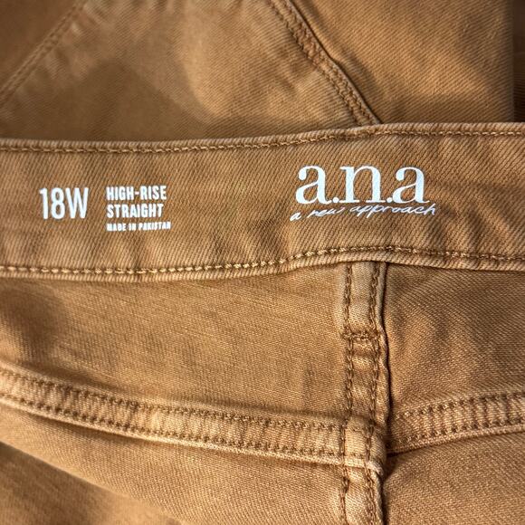 A.N.A. SZ 18W High-Rise Straight Jeans Stretch Zip-Fly Pockets Brown Sugar New - Picture 7 of 9